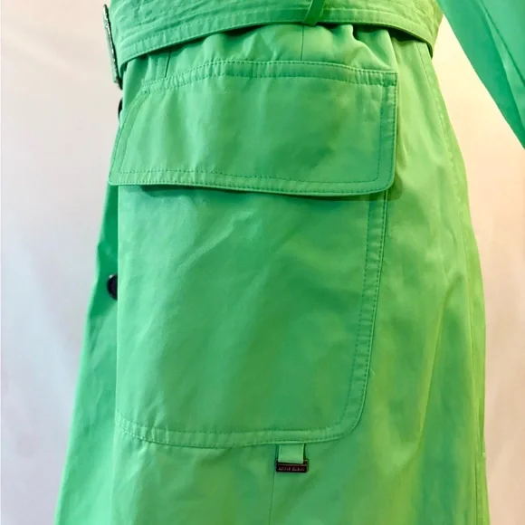 Anne Klein Spring Lime Green Belted Trench Coat - Picture 6 of 12